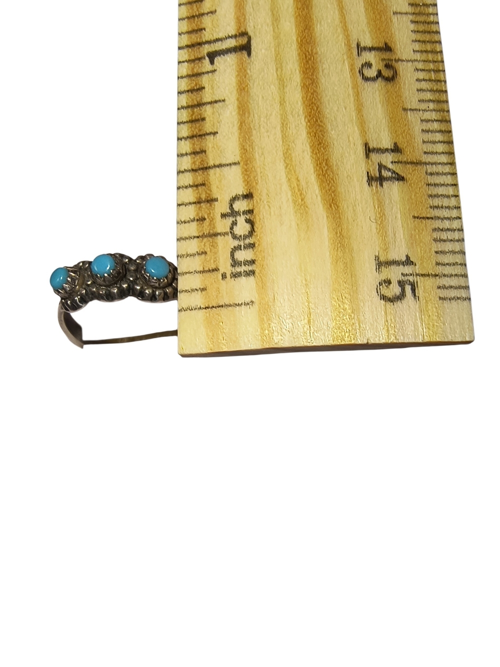 Vintage Bell Trading Post Turquoise Triple Stone Pinky Or Child Ring - Picture 4 of 11